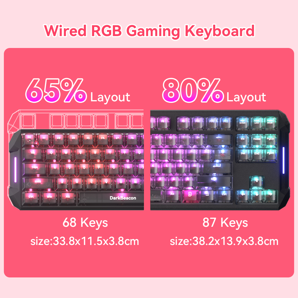 Pc Gaming Editing - DarkBeacon 65% 80% Compact Silent Mechanical