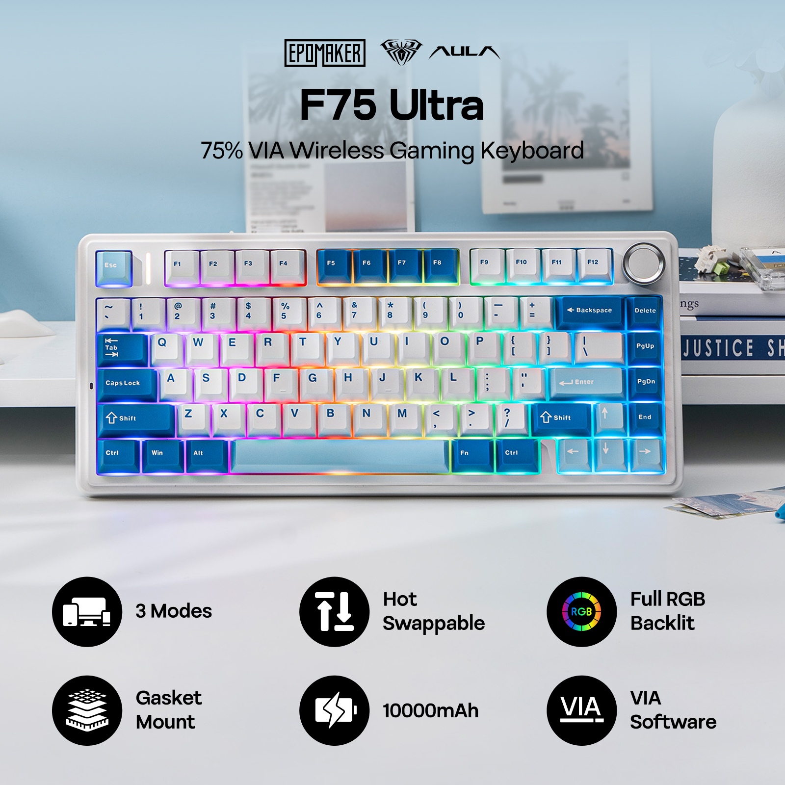 EPOMAKER x AULA F75 Ultra 75%  - Pc Gaming Qwerty reseña y precio