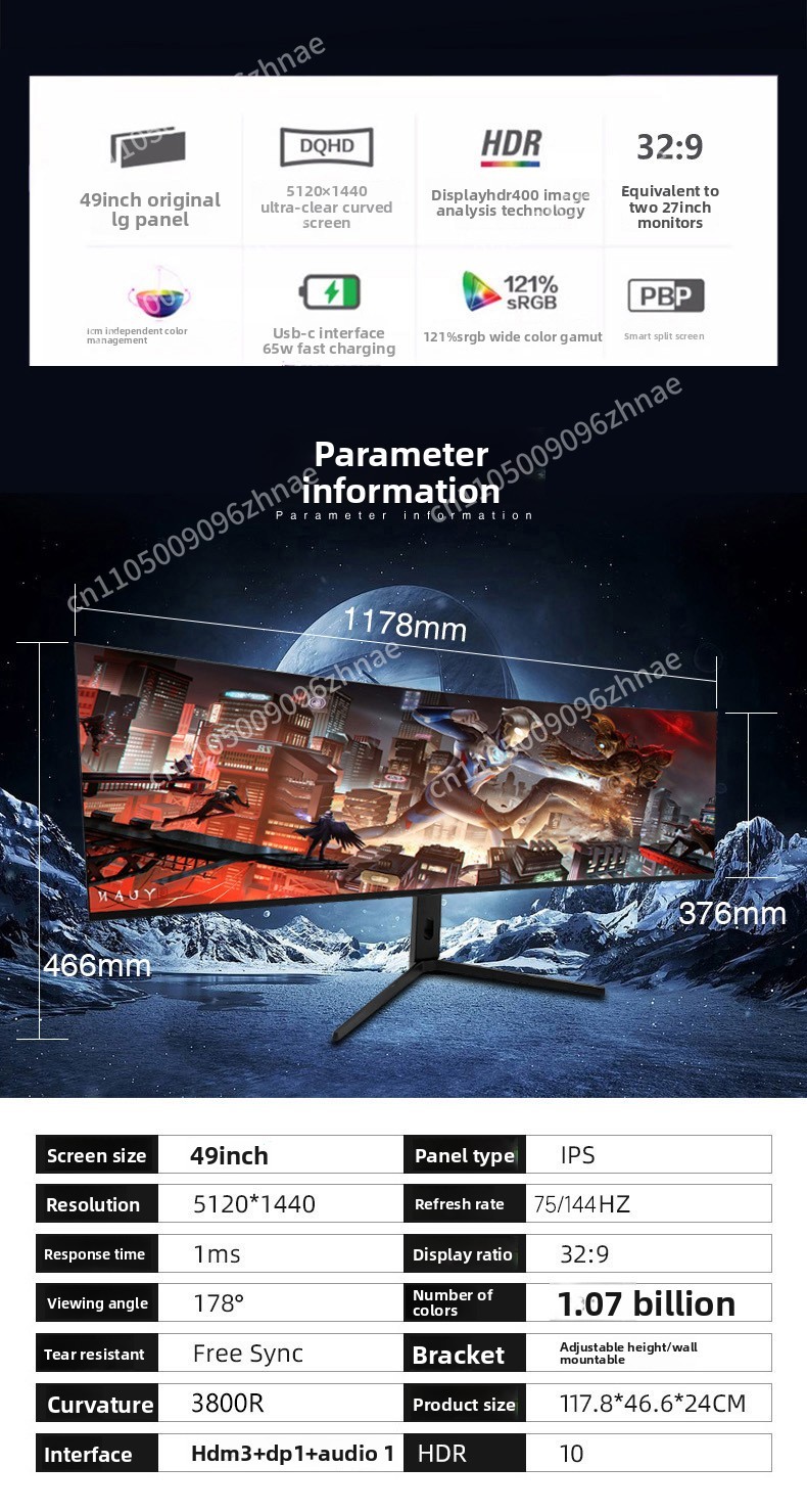 49 Inch Ultrawide Curved Monit - High Refresh Monitor reseña y precio