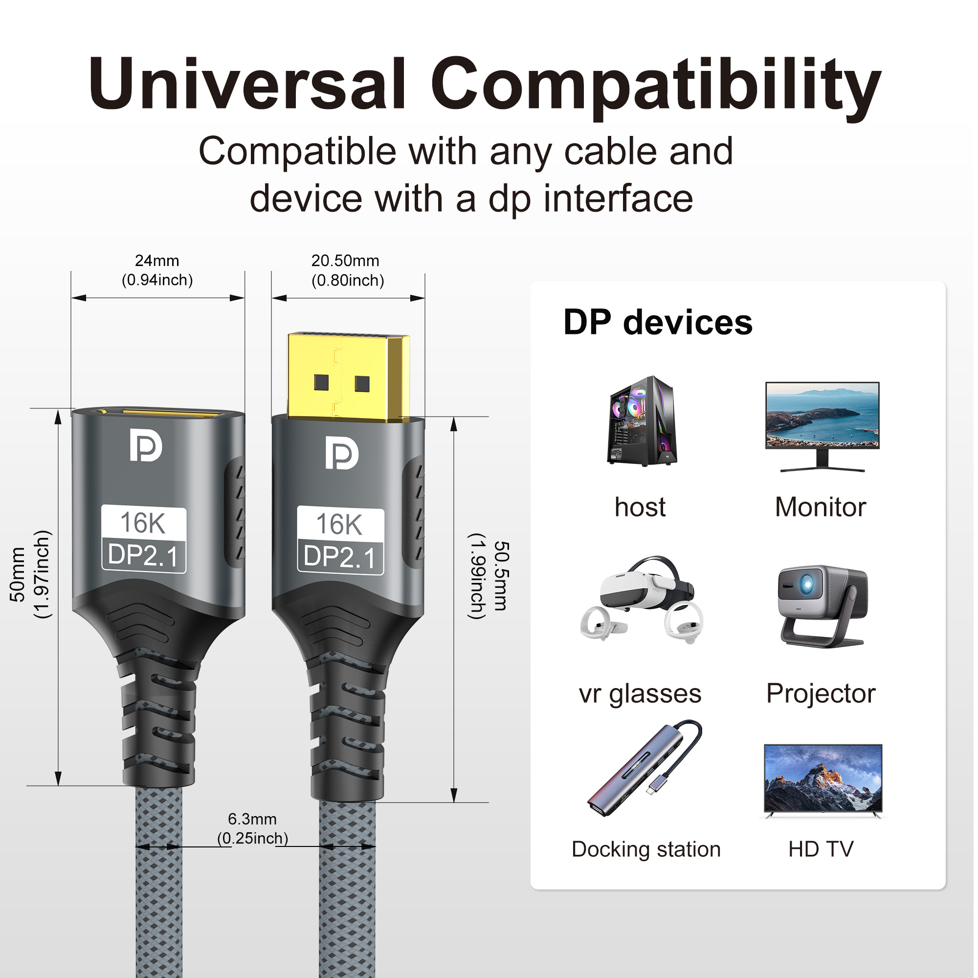 DisplayPort 2.1 Extension Cabl - High Refresh Monitor reseña y precio