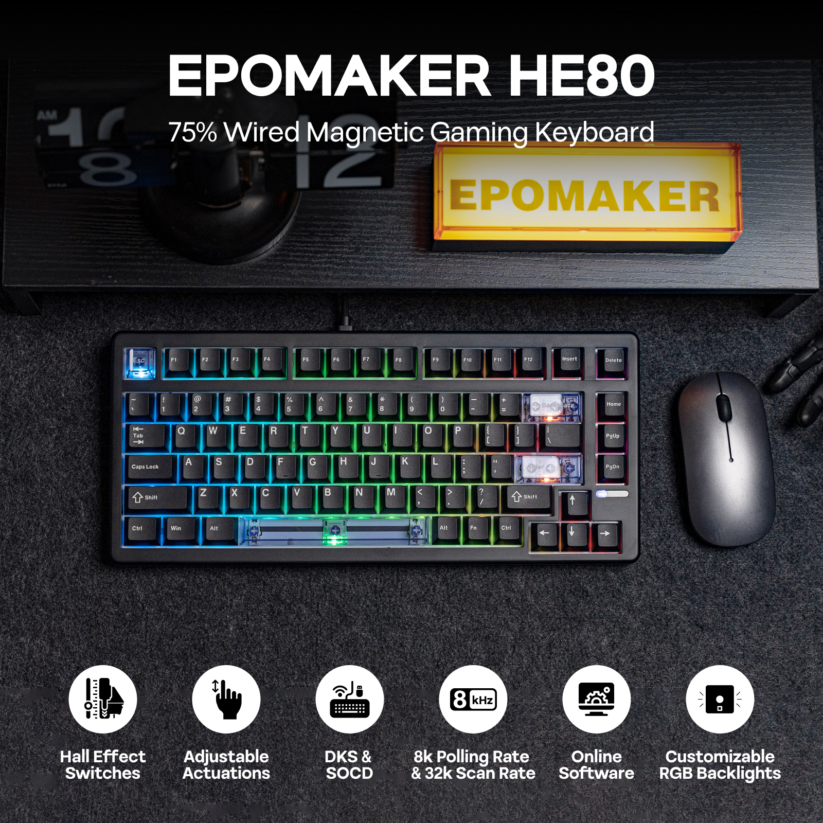 EPOMAKER HE80 Custom 75 US QWE - Pc Gaming Qwerty reseña y precio