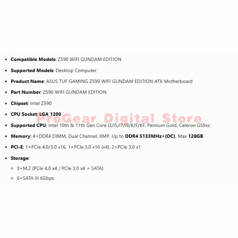 for Asus Z590 WIFI GUNDAM EDIT - Pc Gaming Editing reseña y precio